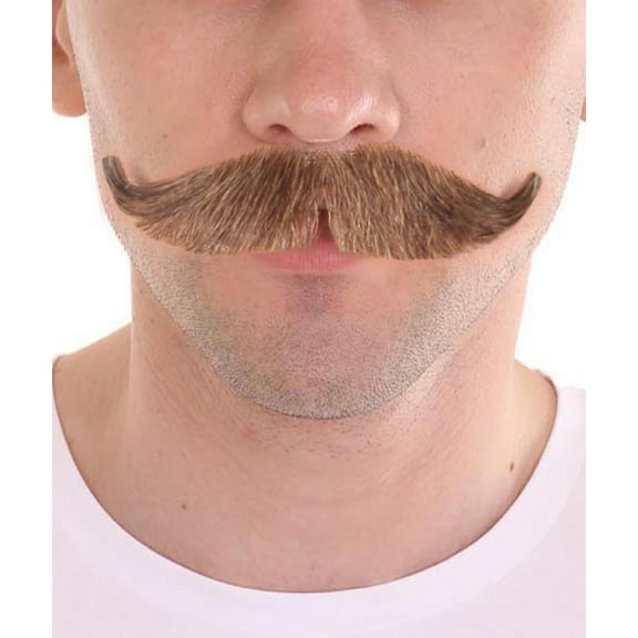 HPO Adult Men's Brown Fake Mustache – Costume Facial Hair for Halloween, Cosplay & Roleplay Events