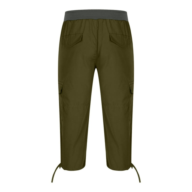 LNWUY Cargo Pants for Men Summer Casual Solid Color Capri Pants