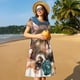 thumbnail image 4 of Balery Playful Cat Vestidos sueltos de manga corta para mujer, vestidos de verano 2025, vestidos casuales de corte A con vuelo., 4 of 6