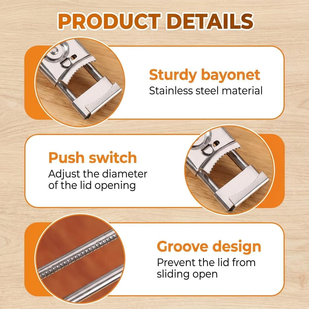 FRKSMD-Adjustable Stainless Steel Jar Opener, 2026 New Upgraded Easy-Grip Lid Opener, Multifunctional Bottle Can Opener for Effortless Use – Ideal for Kitchen & Camping