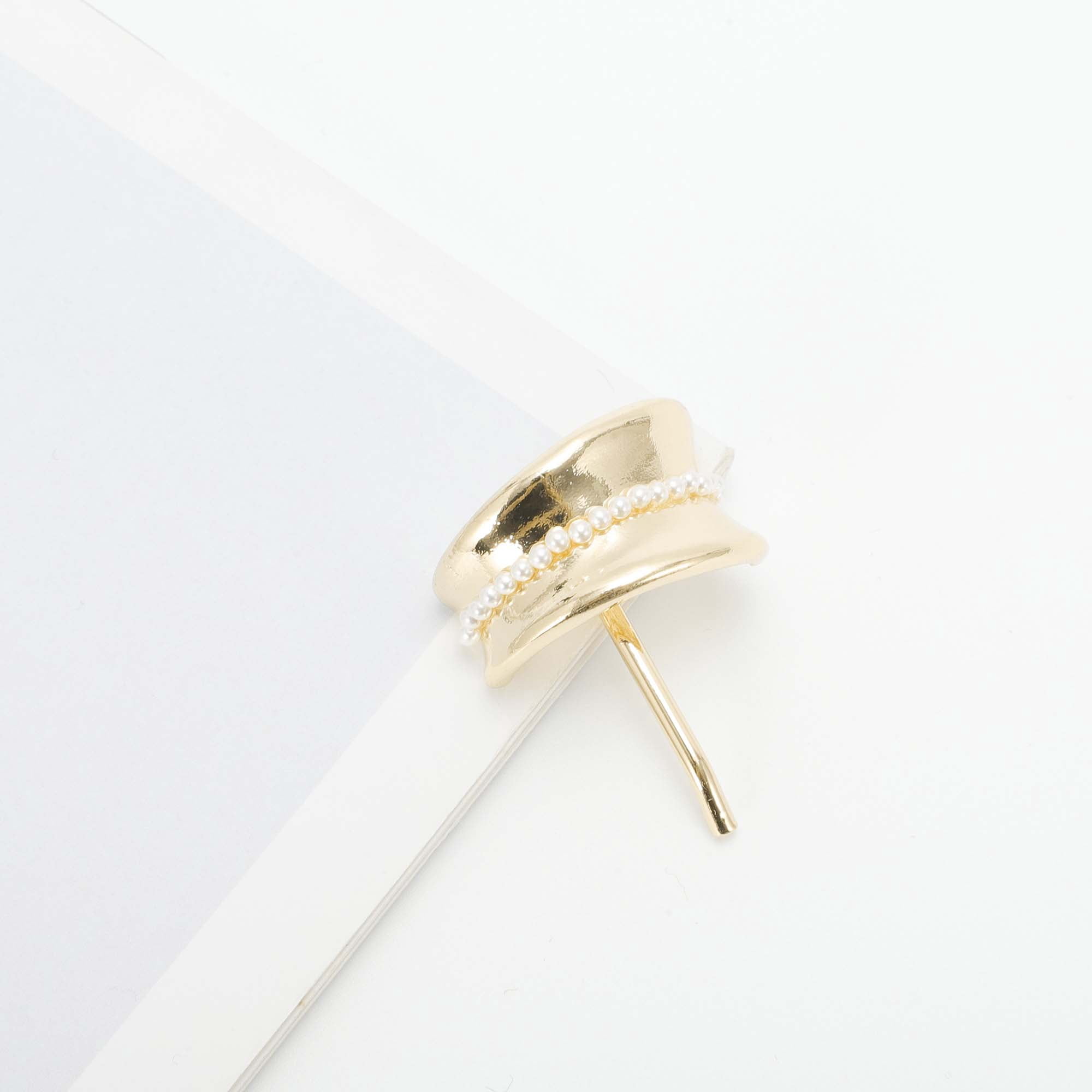 Unique Bargains Glossy Faux Pearl Ponytail Buckle Hair Clip for Women Gold Tone