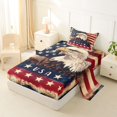 thumbnail image 2 of Manfei Retro Eagle Twin Sheets,Vintage Stars Usa Flag Bedding,Brown Red Navy,3-Piece,1 Fitted Sheet and 1 Pillowcase, 2 of 6