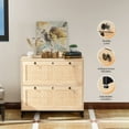 thumbnail image 4 of Ktaxon Wood Rattan 2-Drawer Lateral File Cabinet with Lock for Home Office, Lockable Filing Cabinet with Rustic Metal Handles, Oak, 4 of 8