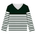 thumbnail image 4 of WRKEKC Girls Long Sleeve Tees Casual Eye-Catching Fashion Striped Print V Neck Soft Stretchy Comfortable Slim Fit Blouses for Spring Summer 3-14 Years, 4 of 8