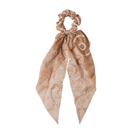 HAIRITAGE BY MINDY Take Me To The Beach Scarf Scrunchie & Ponytail Holder for Hair, Pink, 1PC