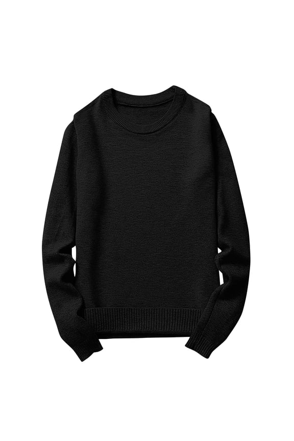 Sweaters for Men Crew Neck Long Sleeve Knit Undershirts Loose Casual Thermal Solid Color Hiking Gym Workout Fall Sweaters