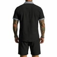 thumbnail image 6 of GUZOM Mens Black Linen Blend 2-Piece Short Sleeve Shirt & Shorts Set | Casual Summer Vacation Outfit,Size XL, 6 of 7