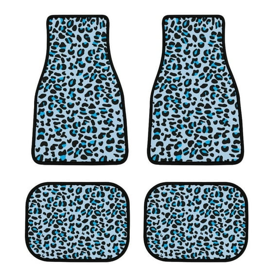 Blue Leopard Print Car Foot Mat Set of 4, Floor Mats for Cars Anime Car Floor Mats 4 Pieces Set Floor Liner Car Accessories Automotive Decoration