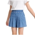 thumbnail image 2 of Taqqpue Girl's Denim Ruffle Skirts Mini Flared Pleated Toddler Jean Skorts with Shorts Underneath 2-12 Years, 2 of 6