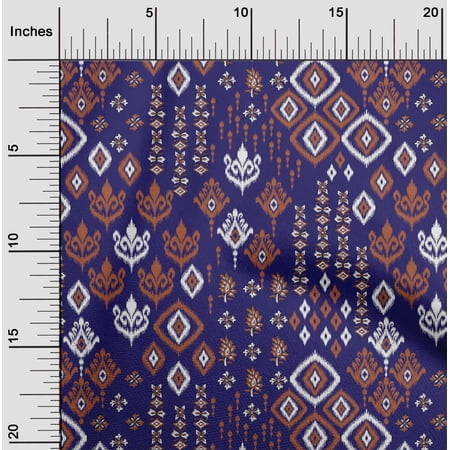 oneOone Cotton Silk Fabric Block & Geometric Ikat Print Fabric By The Yard 42 Inch Wide