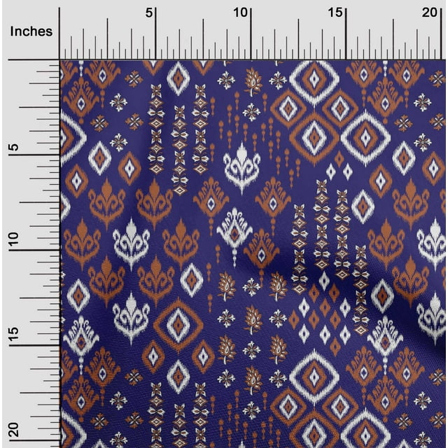 oneOone Organic Cotton Poplin Twill Fabric Block & Geometric Ikat Print Sewing Fabric BTY 42 Inch Wide