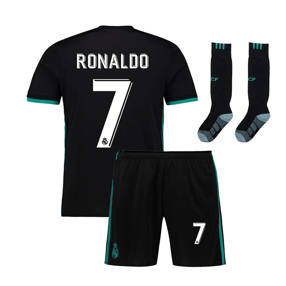 Real Madrid jersey Youth Boy Soccer Jersey Cristiano Ronaldo 7  Black White 