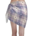 thumbnail image 2 of Kll Heart Check Plaid Print Women'S Sarong Coverups Short Bathing Suit Wrap Skirt Beach Wrap Swimsuit Cover Ups, 2 of 7