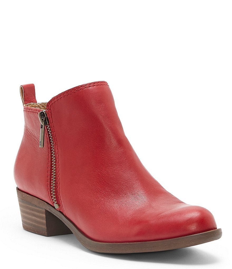 red wide width booties
