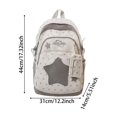 thumbnail image 3 of Celestial Star Commuter Daypack, Textured Cotton-Blend Large Rucksack for Women, Y2K Retro Star Embroidery Backpack with Detachable Star Pouch, Water-Resistant University Bag, 3 of 8