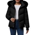 thumbnail image 2 of Women's Winter Warm Cotton-padded Coat, Single-breasted Zipper Cotton-padded Coat Black M, 2 of 6