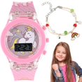 thumbnail image 1 of 1 Set Kids Unicorn Watch Cartoon Luminous Watch with Delicate Bracelet Nice Birthday Children's Day Gifts, 1 of 4