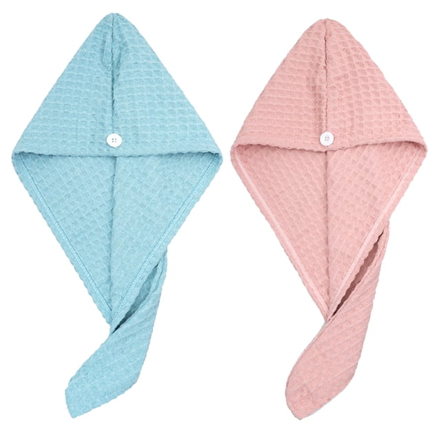 Paquete de 2 toallas de microfibra de secado rápido para el cabello, toalla absorbente para secar el cabello con turbante