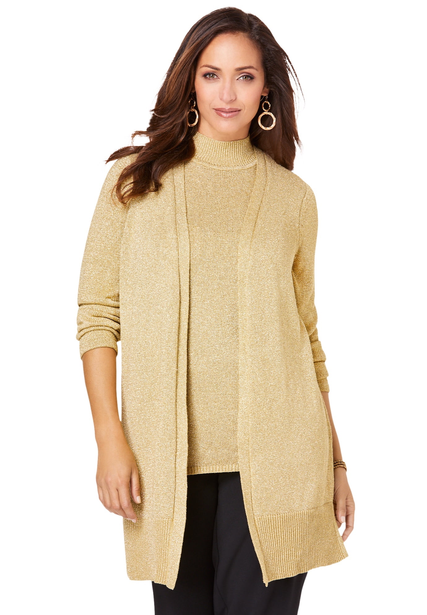 Shimmer Cardigan Sweater Metallic Knit 