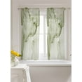 thumbnail image 3 of Marble Sage Green Tier Curtains 45 Inch Length,Sheer Curtains for Bedroom Living Room,Modern Abstract Ink Painting Luxury Rod Pocket Voile Drapes Kitchen Curtains for Small Window 27.5"x45" 2 Panels, 3 of 7