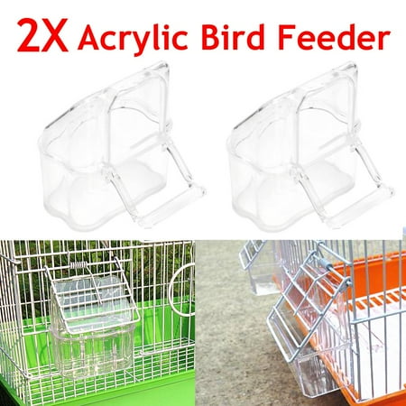 Small Acrylic Bird Cage Cup No Mess Bird Feeder Parakeet Seed Food