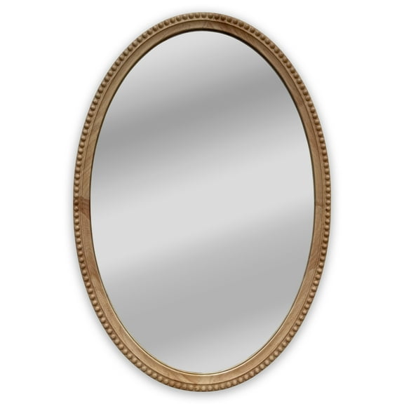 Radiance Goods Contemporary Maple Wood Finish Oval Textured Framed Wall Mirror 32" Height