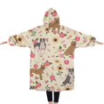 thumbnail image 2 of Oversized Wearable Blanket Hoodie,Pitbull Dog and Flower Floral Sherpa Blanket Hoodie with Super Pockets,Super Warm Fuzzy Pullover for Women & Men, 2 of 6