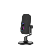 onn USB Tri-Pattern Microphone with Volume/Mute Controls and 3.5mm Headphone Jack, Black