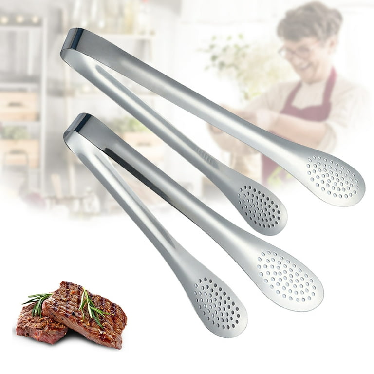 Stainless Steel Kitchen Tongs Salad Tongs BBQ Tongs Heavy Duty Serving Food  Tongs for Frying, Cooking, Clipping Toast Bread, Grilling, Buffet Serving