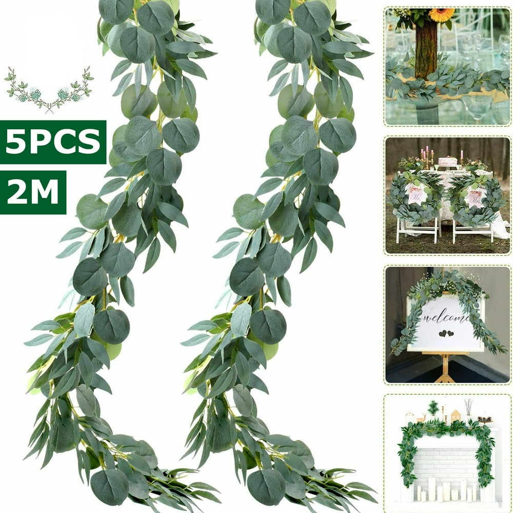 Willstar 3/5PCS 2M Eucalyptus Willow Garland, Artificial Eucalyptus