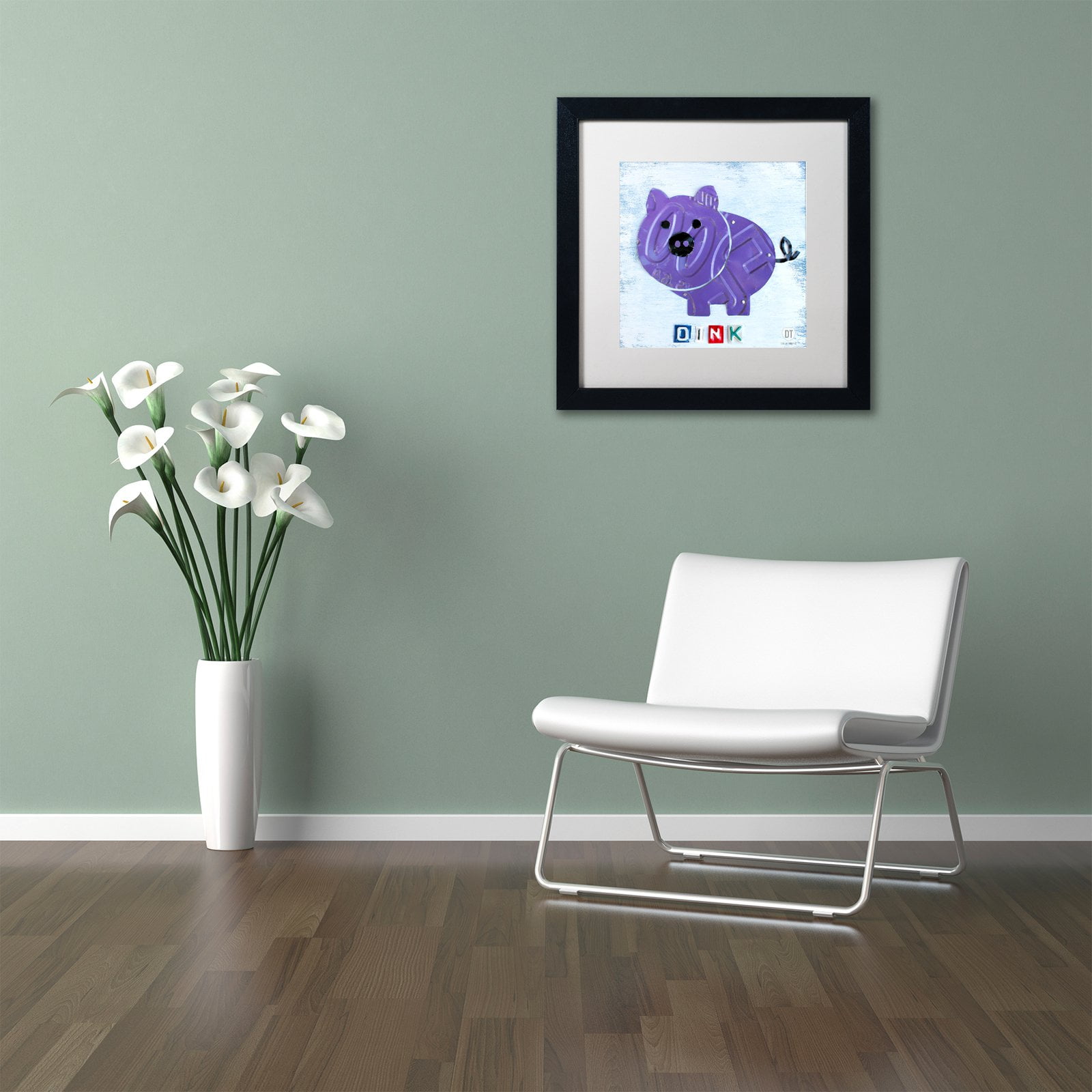 Trademark Fine Art 'Oink the Pig' Canvas Art by Design Turnpike, White Matte, Black Frame