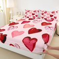 thumbnail image 3 of Homewish Oil Painting Loves Twin Sheet Sets,Valentine'S Day Theme Twin Fitted Sheet,Pink Red Flat Sheet For Men Women,Microfiber Bedroom Decor,3-Piece, 3 of 7