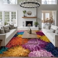 thumbnail image 4 of Area Rug for Living Room, Colorful Dahlia Non-Slip Indoor Large Carpet for Bedroom/Dining Room, Spring Flowers Modern Oil Paintings Art Washable Low-Profile Rectangle Floor Runner Rugs - 5 x 7 Ft, 4 of 7