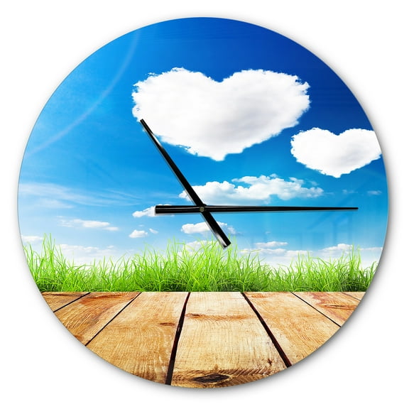 Designart 'Cloud Hearts on Blue Sky ' Farmhouse wall clock