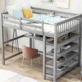 thumbnail image 2 of Gray Pine and MDF Full Size | Bedroom Loft Bed with Desk and Ladder Shelves, 2 of 2