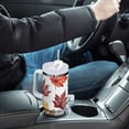 thumbnail image 4 of Yayeee 30oz Stainless Steel Tumbler with Straw and Handle Double-Wall Insulated Travel Water Bottle, Gray Autumn Leaves, 4 of 8