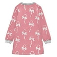thumbnail image 2 of Christmas Pink Candy Cane with Bows Long-sleeved Dress A-line One-Piece Dress for 2-8 Years Casual Party 4T, 2 of 7