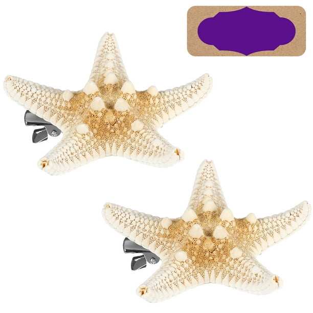 2 pinzas para el cabello hechas a mano con forma de estrella de mar de cinco puntas, estilo playero. Accesorios para el cabello para mujeres y niñas.
