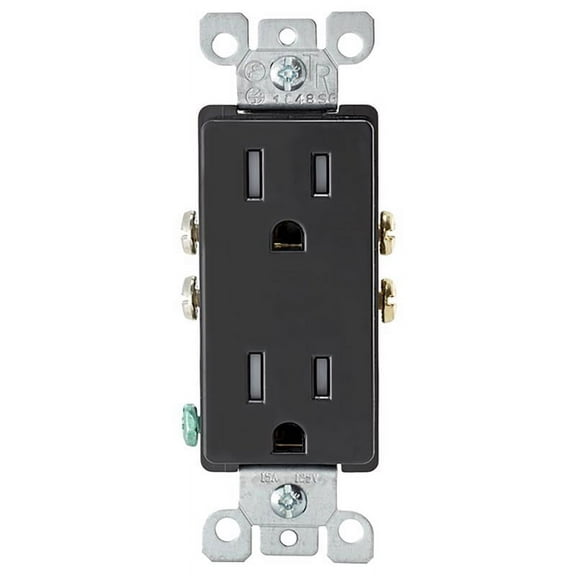 Leviton Decora 15 amps 125 V Duplex Black Outlet 5-15R 1 pk