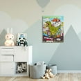 thumbnail image 2 of Stupell Industries Fun Dinosaur Facts T-Rex Destroys City Scene Canvas Wall Art Design by Sangita Bachelet, 30" x 40", 2 of 6