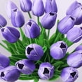 thumbnail image 4 of BRILLAR Flores artificiales de tulipán morado de tacto real, perfectas para bodas, decoración del hogar, fiestas y proyectos de bricolaje., 4 of 5