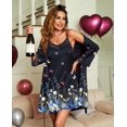 thumbnail image 4 of Ekouaer Sleepwear Women' Satin Nightgown with Robes Set 2 Piece Sexy Lace Cami Nightwear, 4 of 6