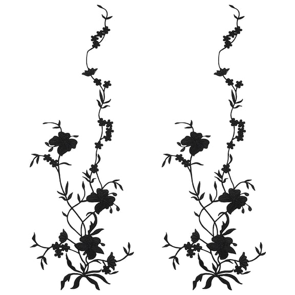 Flower Shape Cloth Embroidery Applqiues Iron on/Sew on Patches Costume Ornament Accessories Black 510x188x1mm DIY