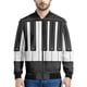thumbnail image 4 of Nueva moda primavera otoño ropa de diseñador para hombre cuello alto patrón de piano estampado en blanco y negro chaquetas de hombre chaqueta de vuelo, 4 of 5