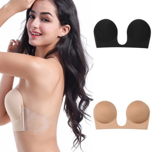 Women Silicone Adhesive Stick on Gel Push-Up Bras Backless Strapless  Drawstring Corset Invisible Bra