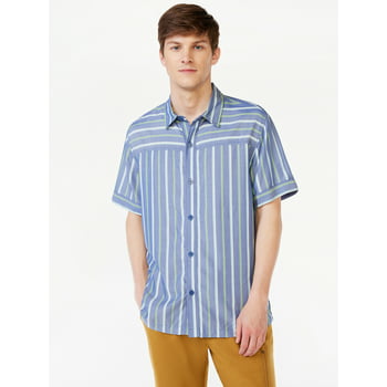 Free Assembly Men's Striped Shirt with Short Sleeves