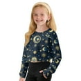 thumbnail image 5 of Xoenoiee Sun Moon Star Universe Print Girls Sweatshirts Long Sleeve Pullover Crewneck Crop Tops Shirts Winter Fall Clothes, 11-12 Years, 5 of 7