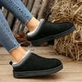 thumbnail image 3 of Botas de nieve de talla grande para mujer, forro polar de invierno, puntera cerrada gruesa, soporte medio, zapatos holgados, sin cordones, acolchados de algodón cálidos, 3 of 5