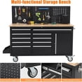thumbnail image 4 of EastVita Tool Box 61 Inch 10 Drawer Storage Cabinet with Rubberwood Work Surface Rolling Steel Tool Organizer for Professional Workshop and Home Garage Black, 4 of 6