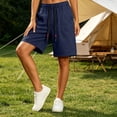 thumbnail image 4 of Tqcoqu Elastic Drawstring Waist Bermuda Shorts for Women,Loose Fit Summer Casual Shorts with Big Patch Pocket,Dark Blue Women's M-XXXXL, 4 of 6